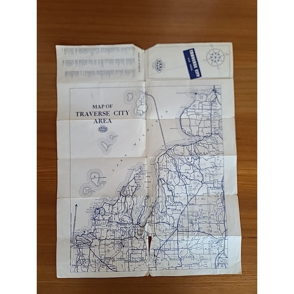 Map Of Traverse City Area Vintage FAIR CONDITION